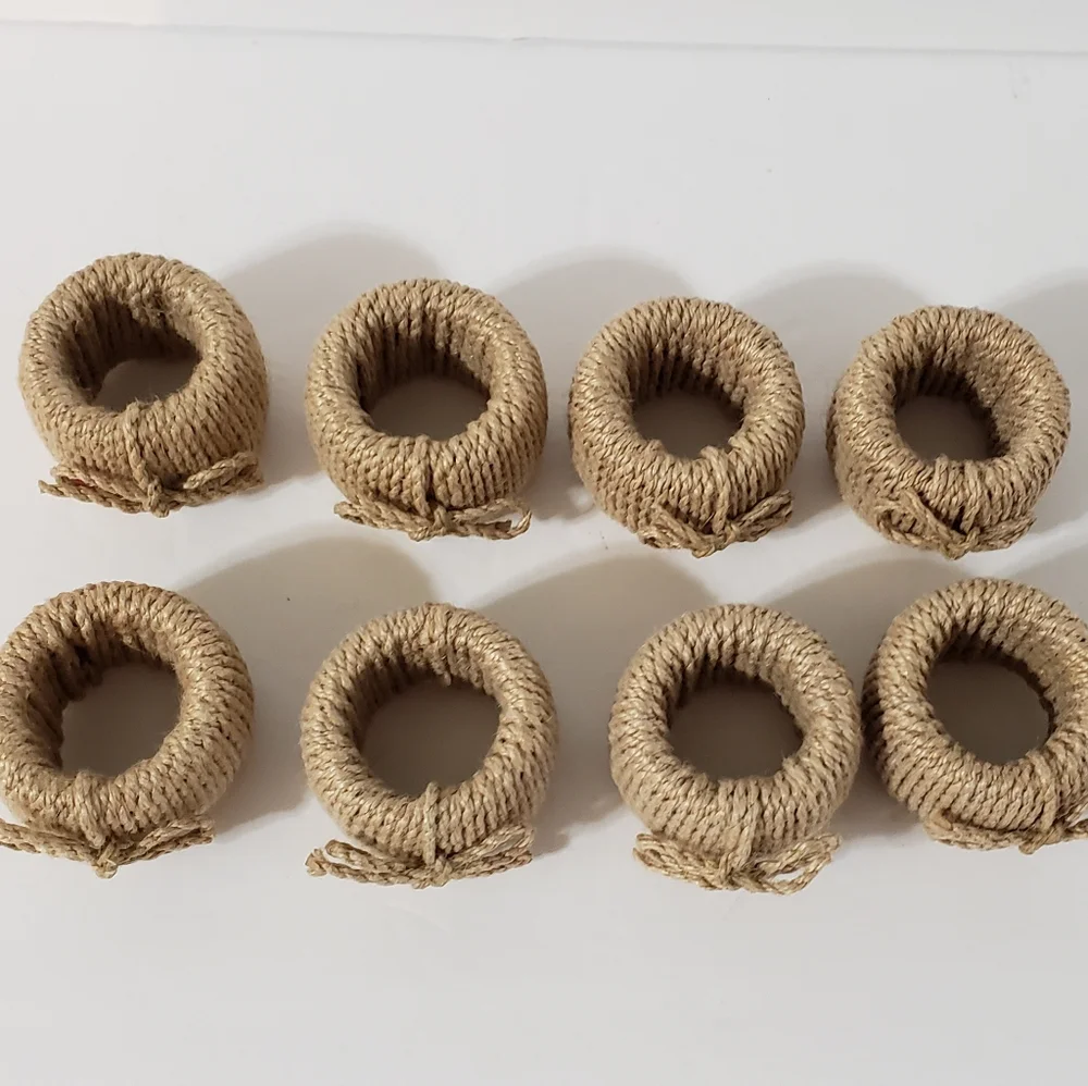 Twine Wrapped Napkin Rings Set Of 8